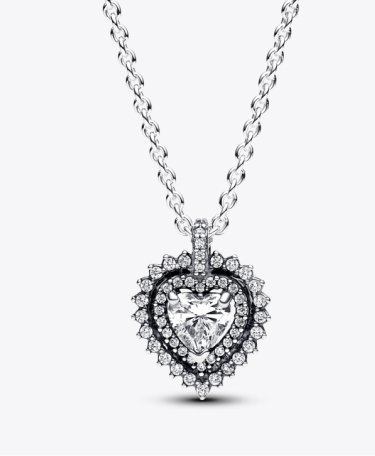 Sparkling Heart Halo Pendant Necklace