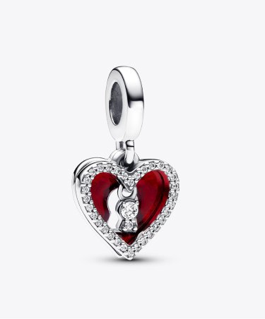 Red Heart & Keyhole Double Dangle Charm