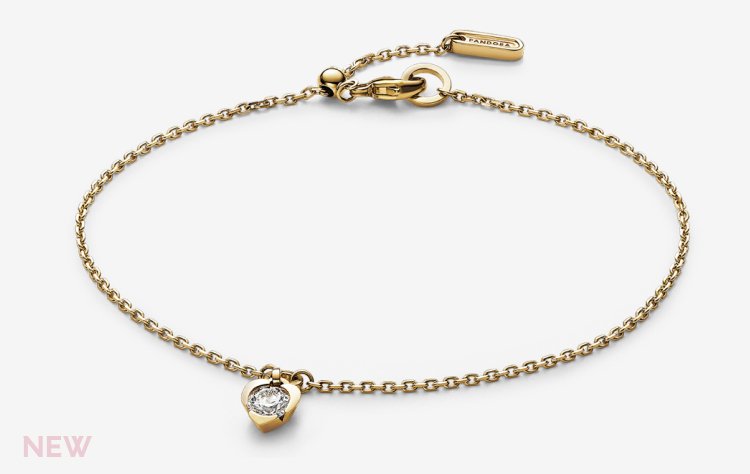 Pandora Talisman 14k Gold Lab-grown Diamond Heart Chain Bracelet