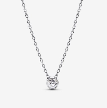 Pandora Era Bezel Sterling Silver Lab-grown Diamond Pendant Necklace