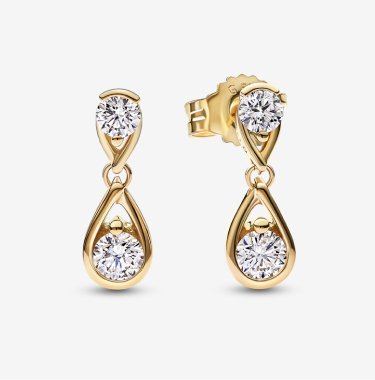 Pandora Infinite 14k Gold Double Lab-grown Diamond Drop Earrings