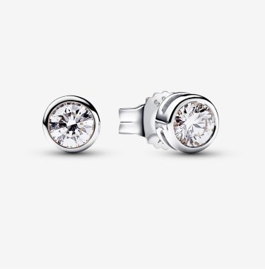Pandora Era Bezel Sterling Silver Lab-grown Diamond Earrings