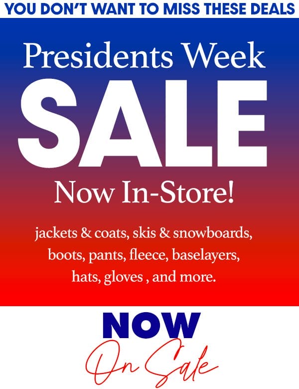 Presidents Week Sale