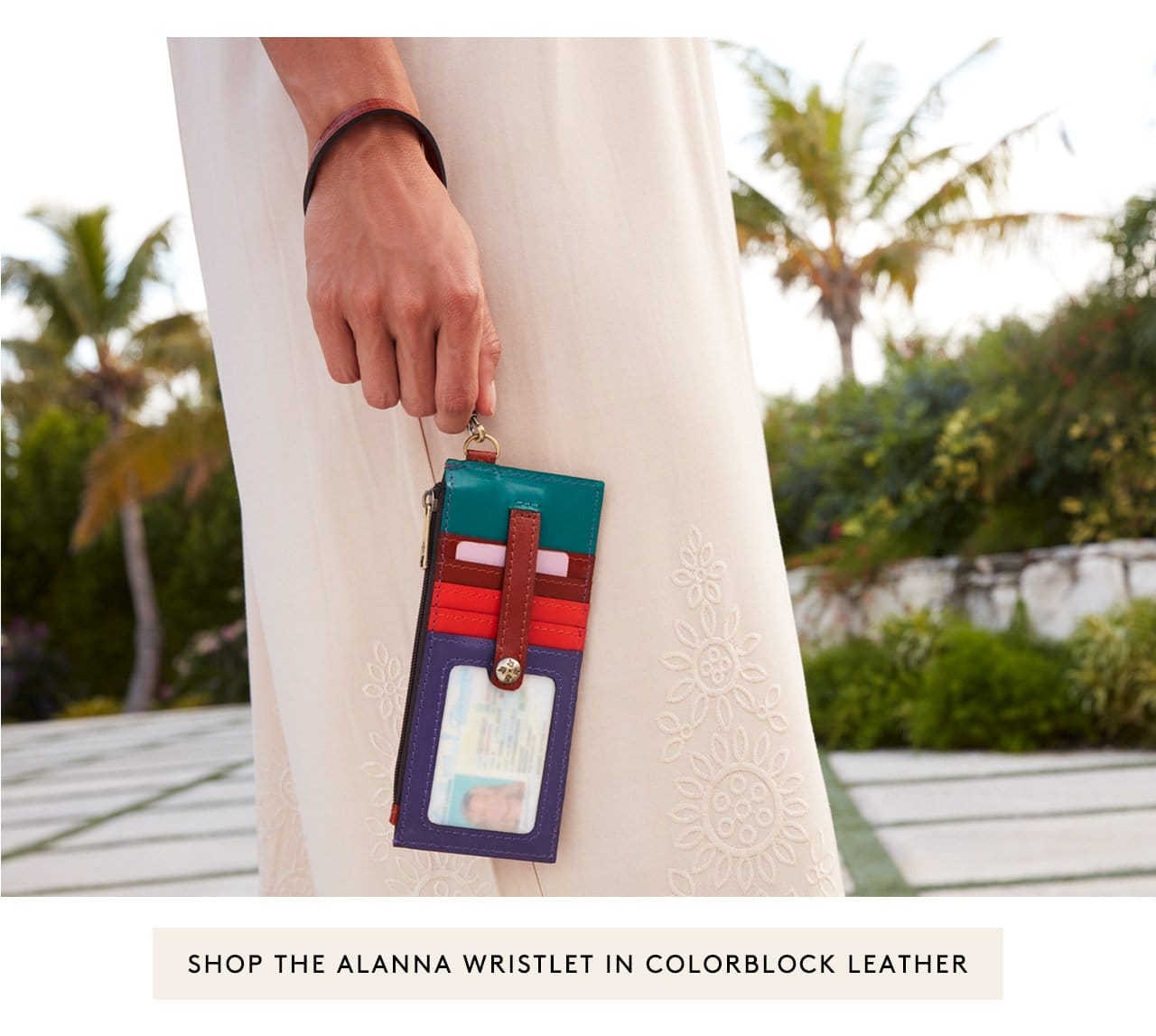 Shop the Alanna Wristlet in Colorblock Leather