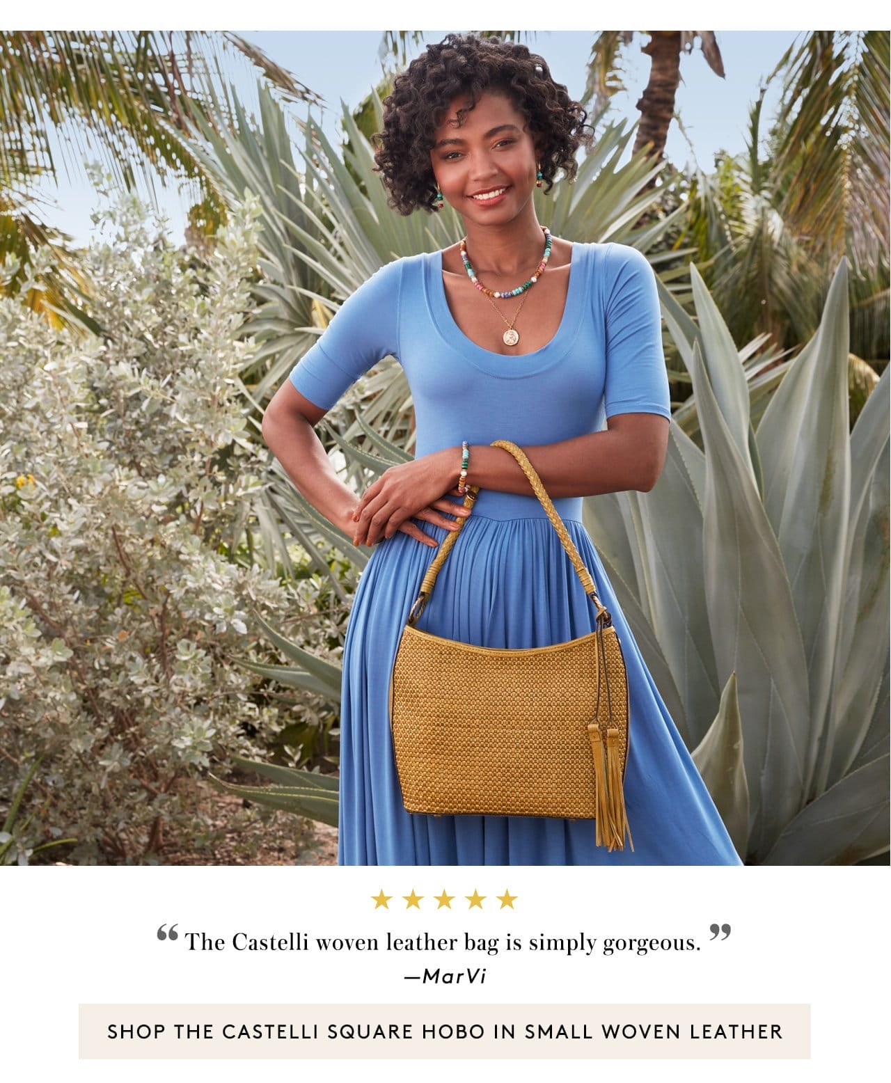 5 Stars. “The Castelli woven leather bag is simply gorgeous. ” —MarVi. Shop the Castelli Square Hobo in Small Woven Leather