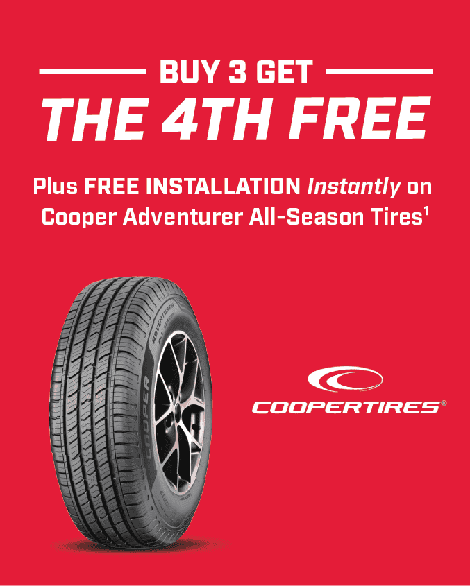 Buy 3 Get the 4th Free plus Free Installation Instantly on Cooper Adventurer All-Season Tires1