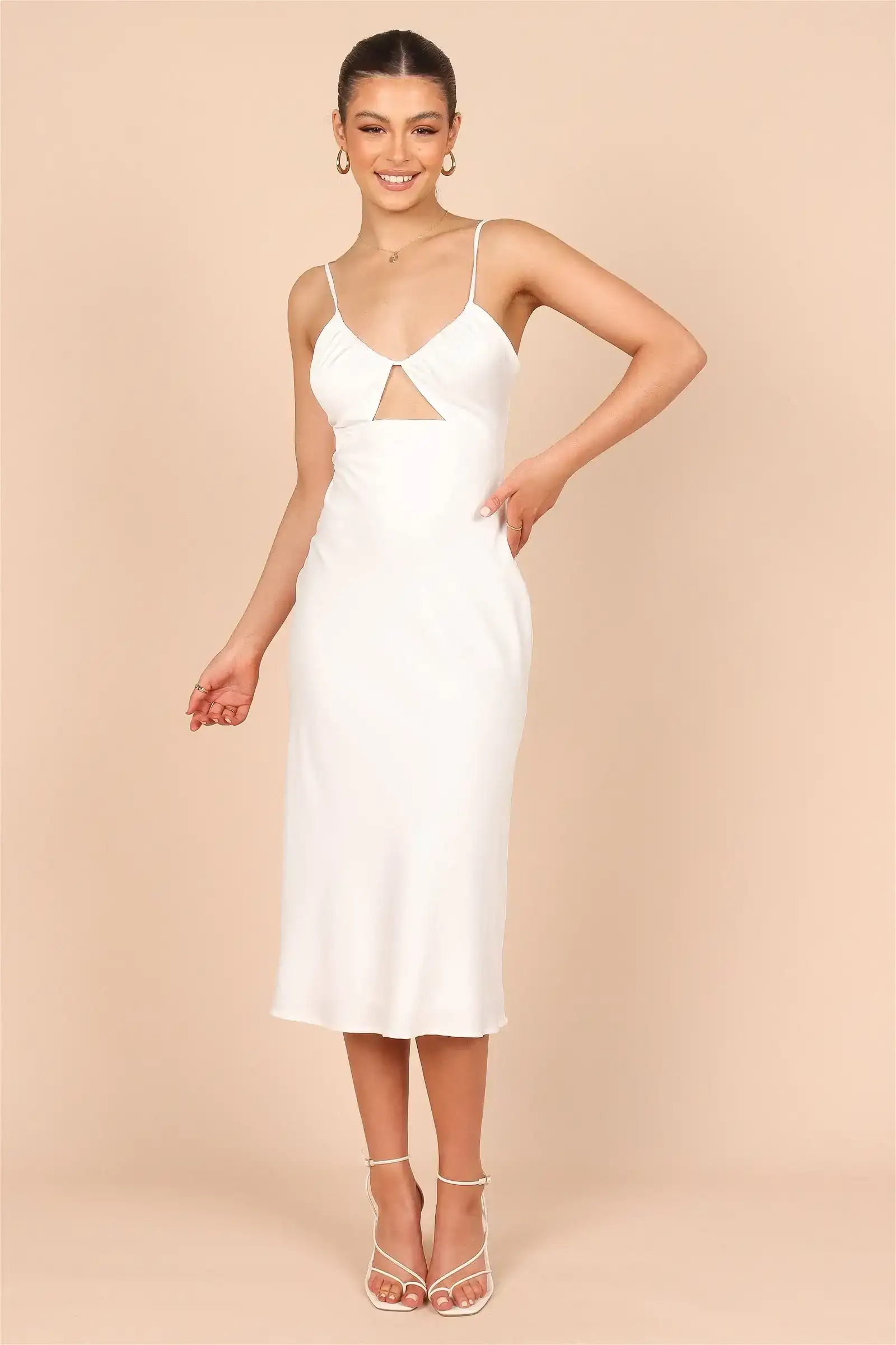 Image of Poppy Cut Out Midi Dress - Off White