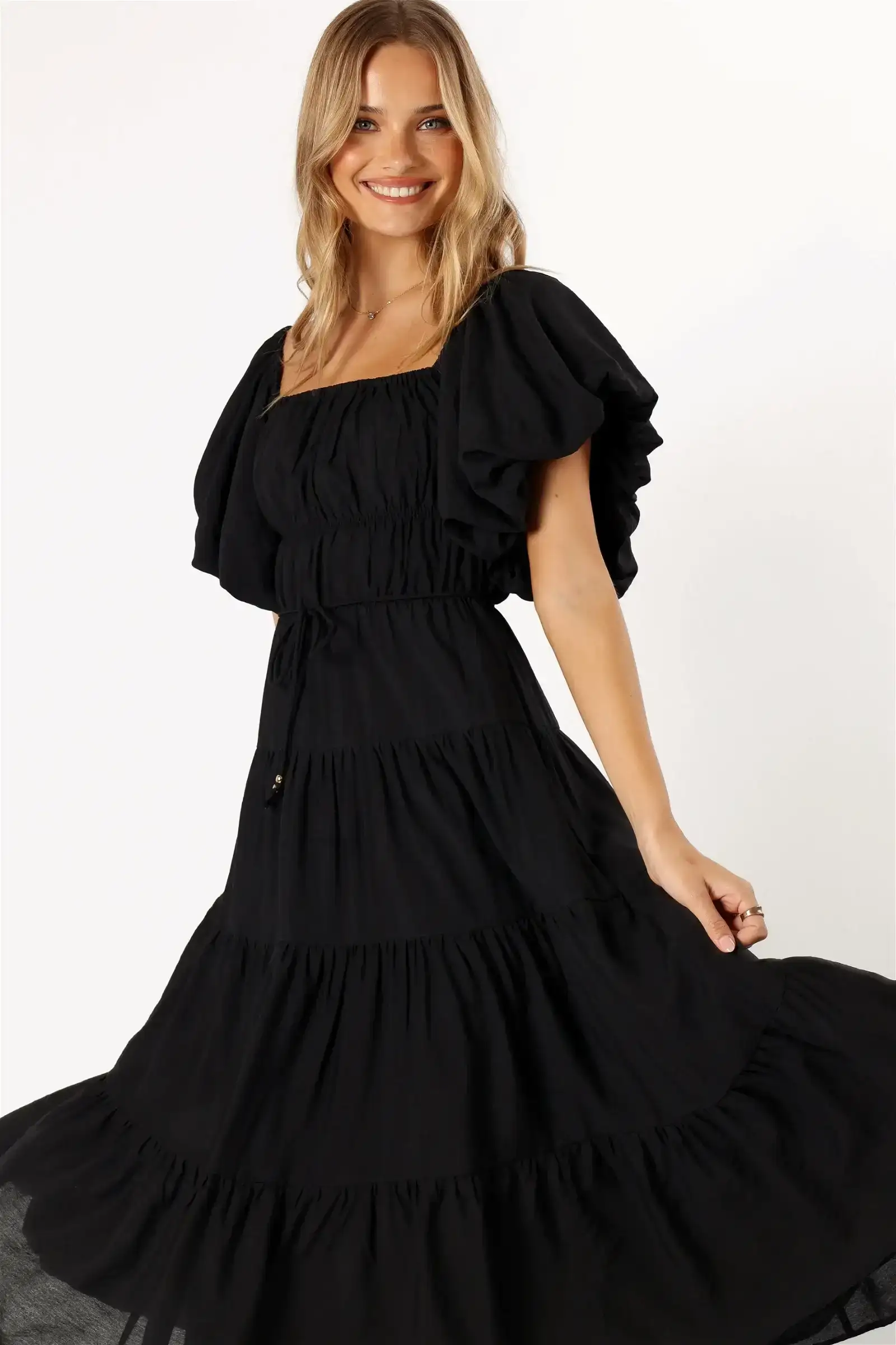 Image of Julie Off Shoulder Midi Dress - Black