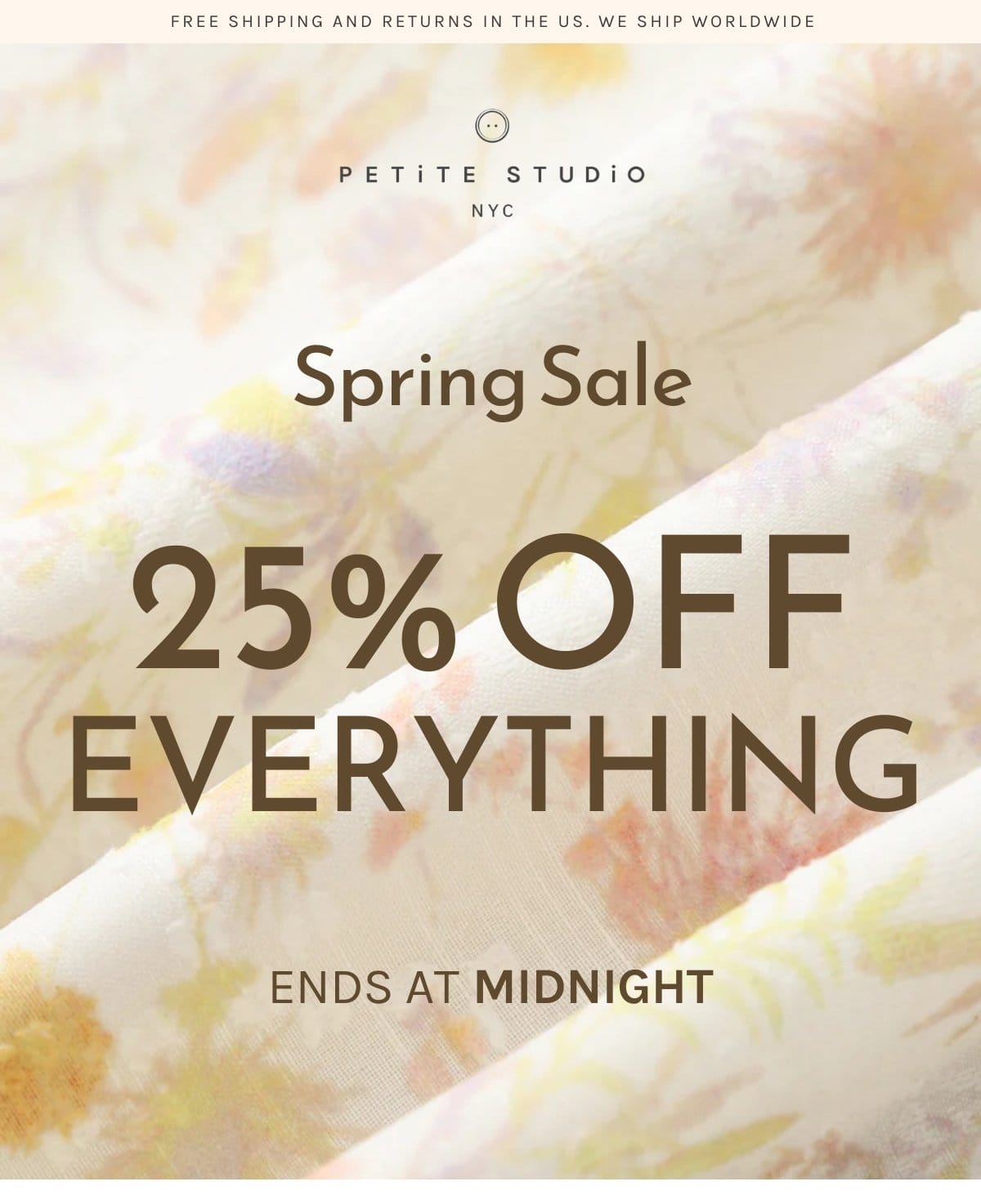 Last Chance Alert. Don't miss out on final savings! Shop now and enjoy 25% off before the sale ends.