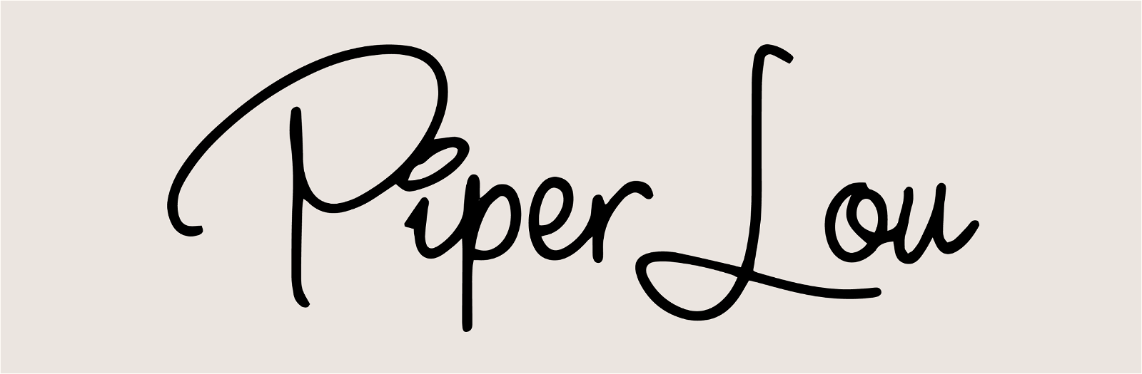 Sleek Almond colored background with the Black Piper Lou logo