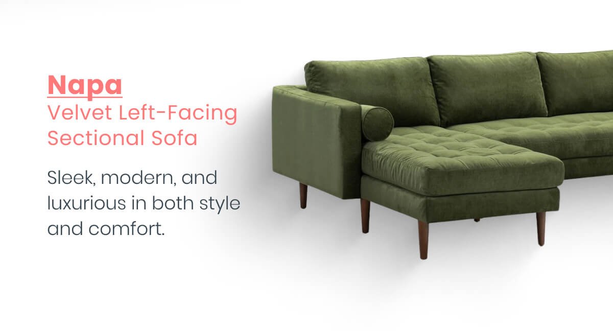 Napa Velvet Left-Facing Sectional Sofa