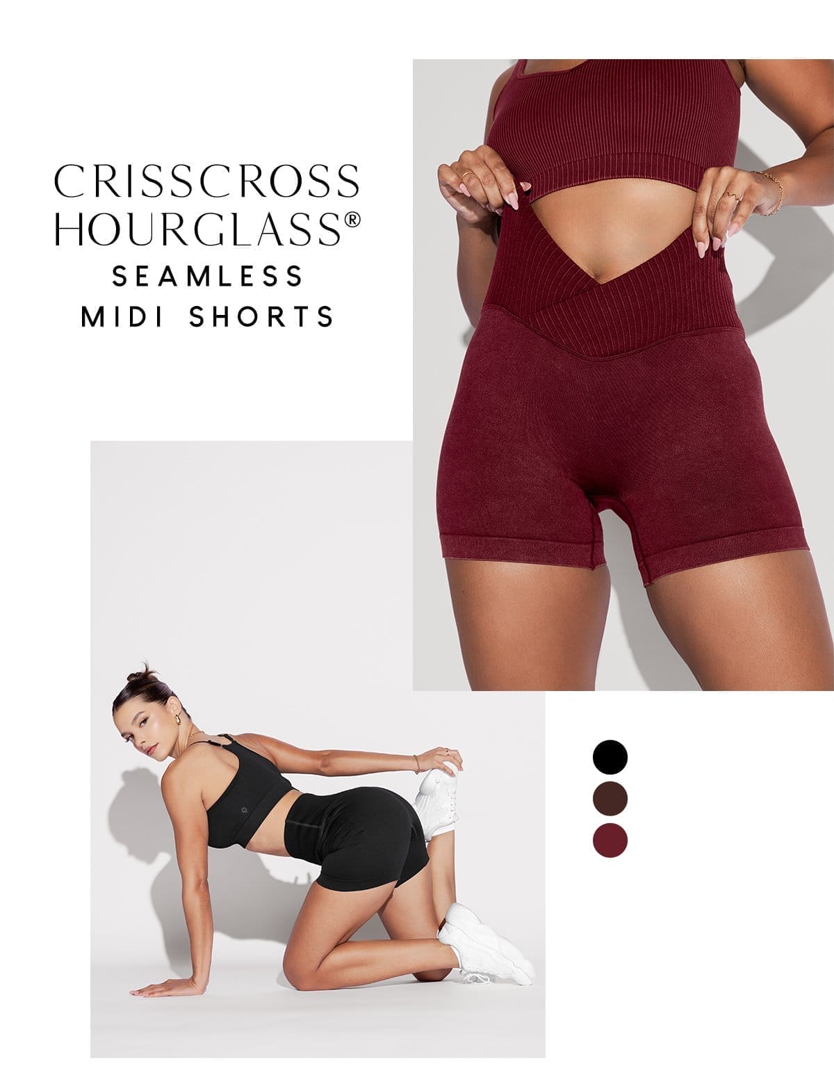 crisscross hourglass seamless midi shorts