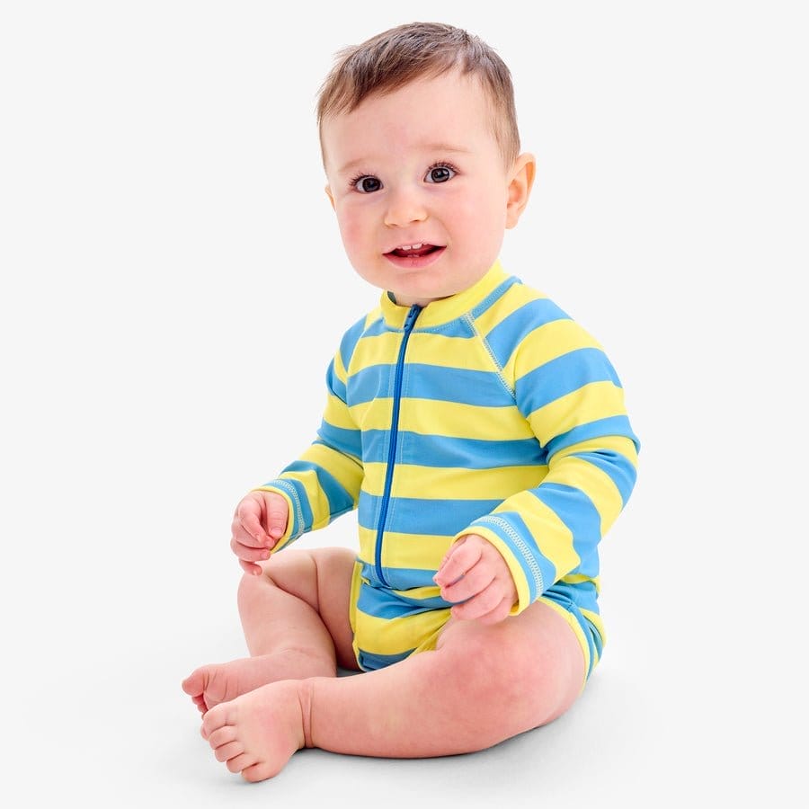 Baby one-piece rash guard in stripe