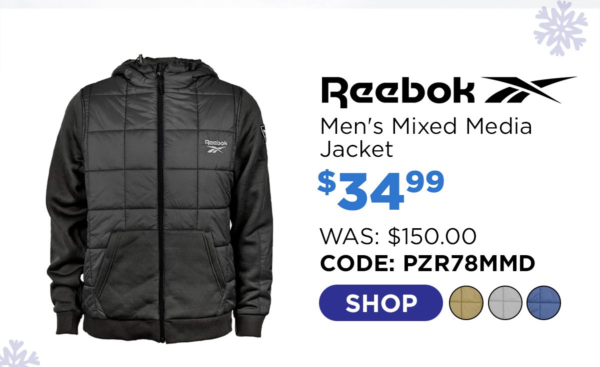 Reebok Men's Mixed Media Jacket with Tricot Sleeve