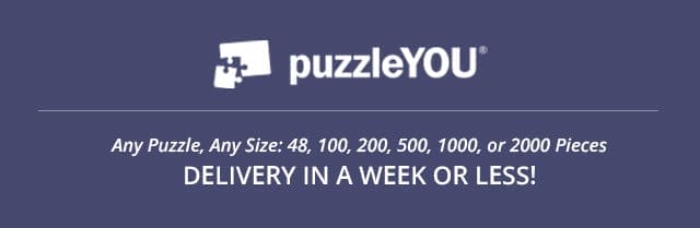 puzzleYOU (logo) - Any Puzzle, Any Size: 48, 100, 200, 500, 1000, or 2000 Pieces | DELIVERY IN A WEEK OR LESS!