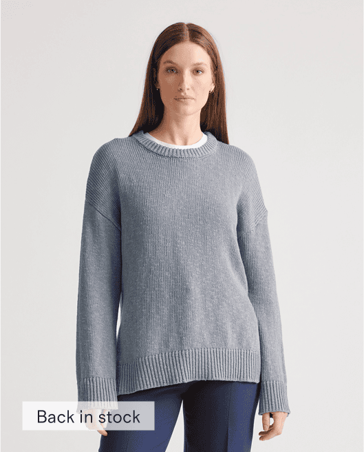 Cotton Linen Oversized Crew Sweater