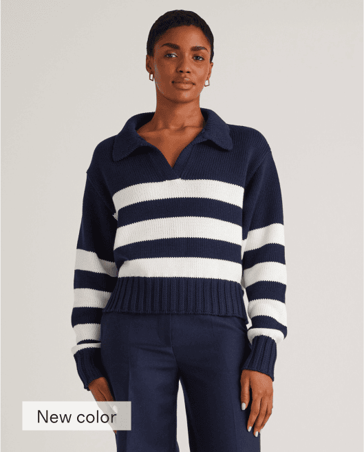 100% Organic Cropped Cotton Polo Sweater