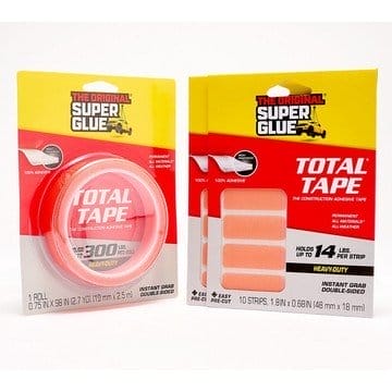 The Original Super Glue Total Tape 98" Roll, 1.8" pre- cut Strips