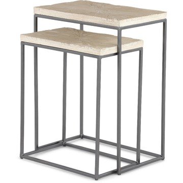Mala Nesting Weathered White Chairside Table