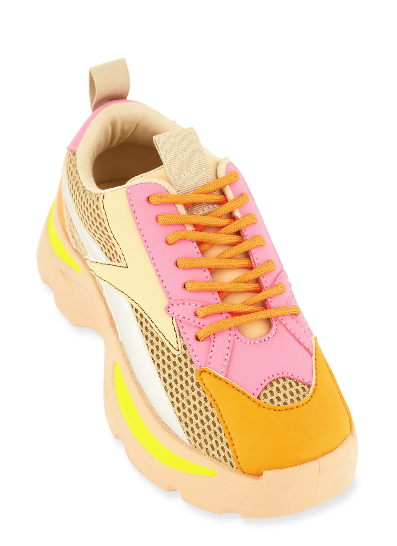 Color Block Lace Up Chunky Sneakers