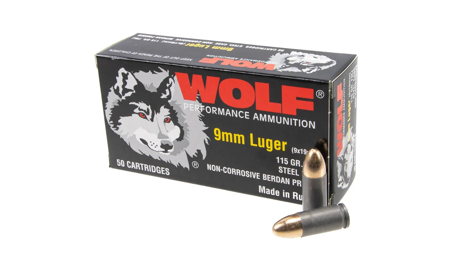 Wolf Performance 9mm 115GR FMJ Steel-Cased Ammunition - 1000rd Case