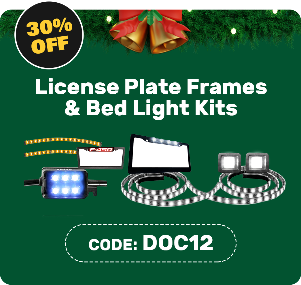 License Plate Frames & Bed Light Kits - 30% OFF // code: DOC12