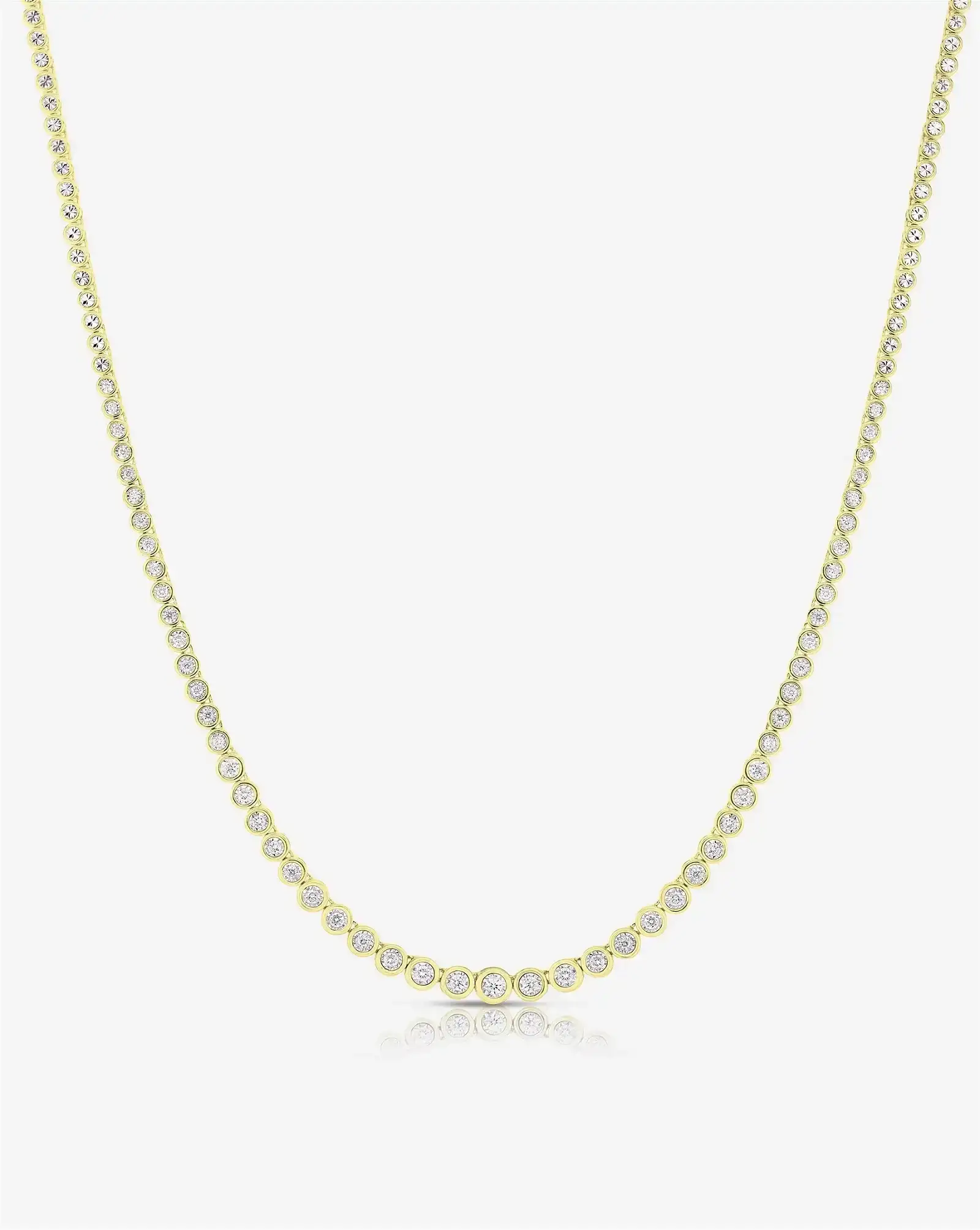 Image of Graduated Bezel Diamond Tennis Necklace