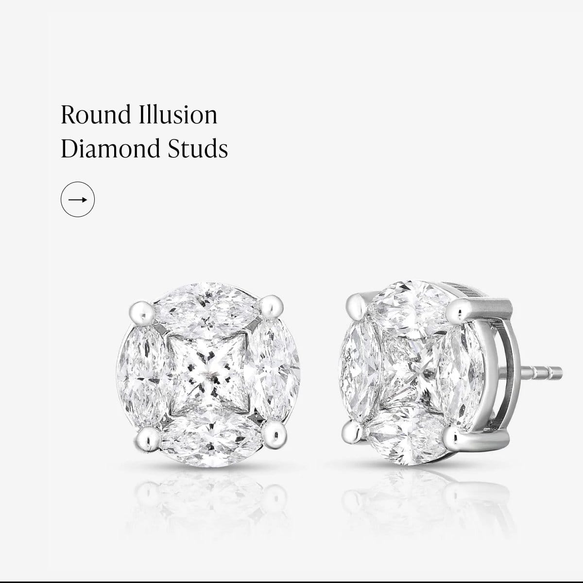 Round Illusion Diamond Studs