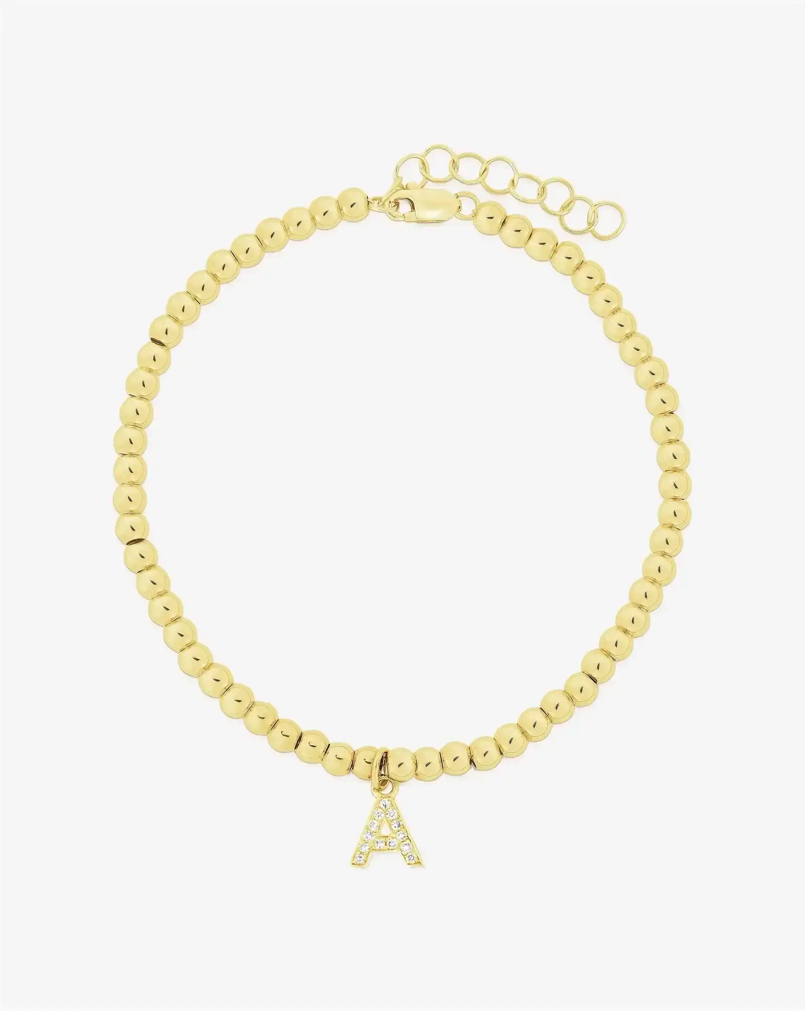 Image of Gold Bead + Pavé Initial Bracelet