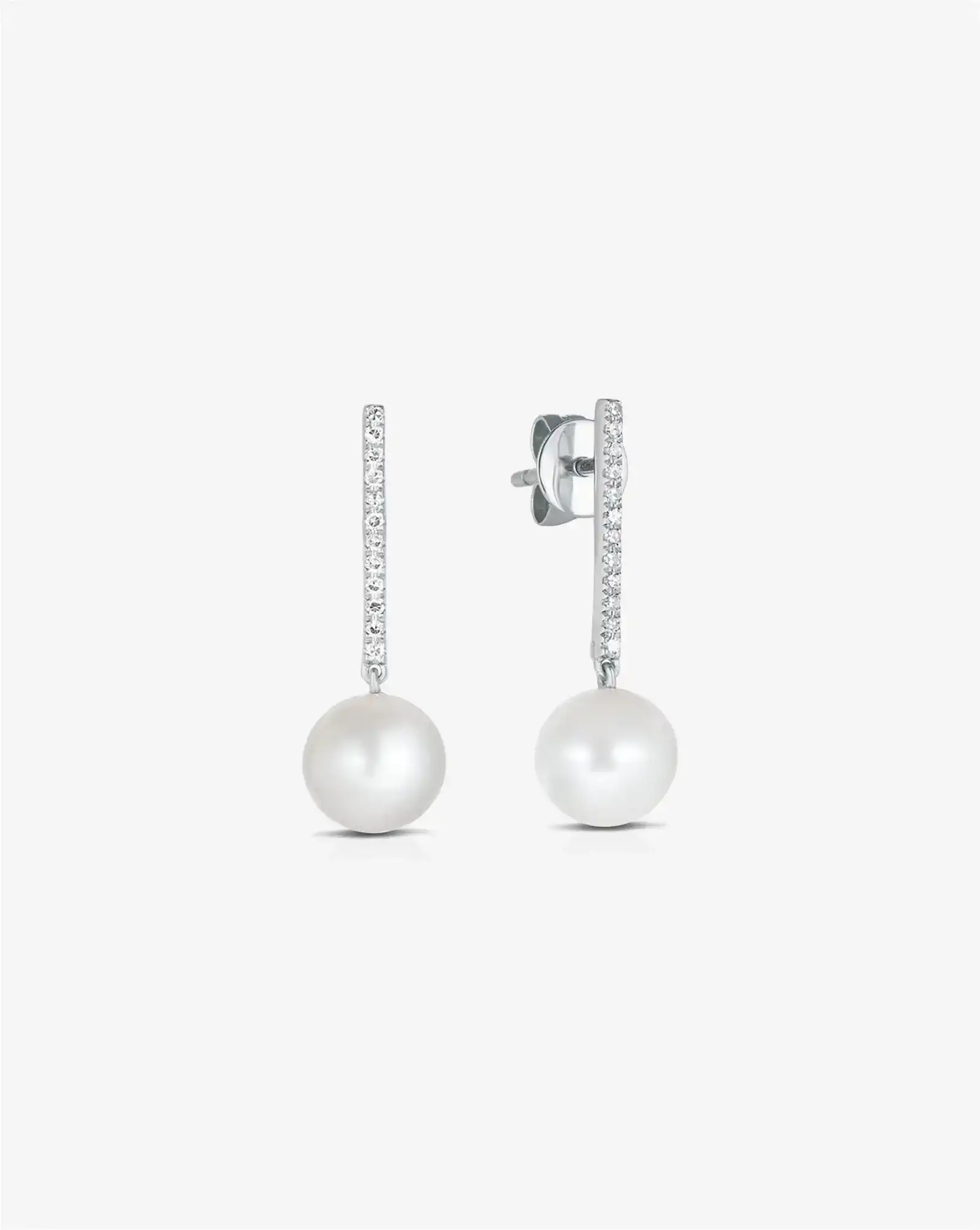 Image of Diamond + Pearl Drop Earrings