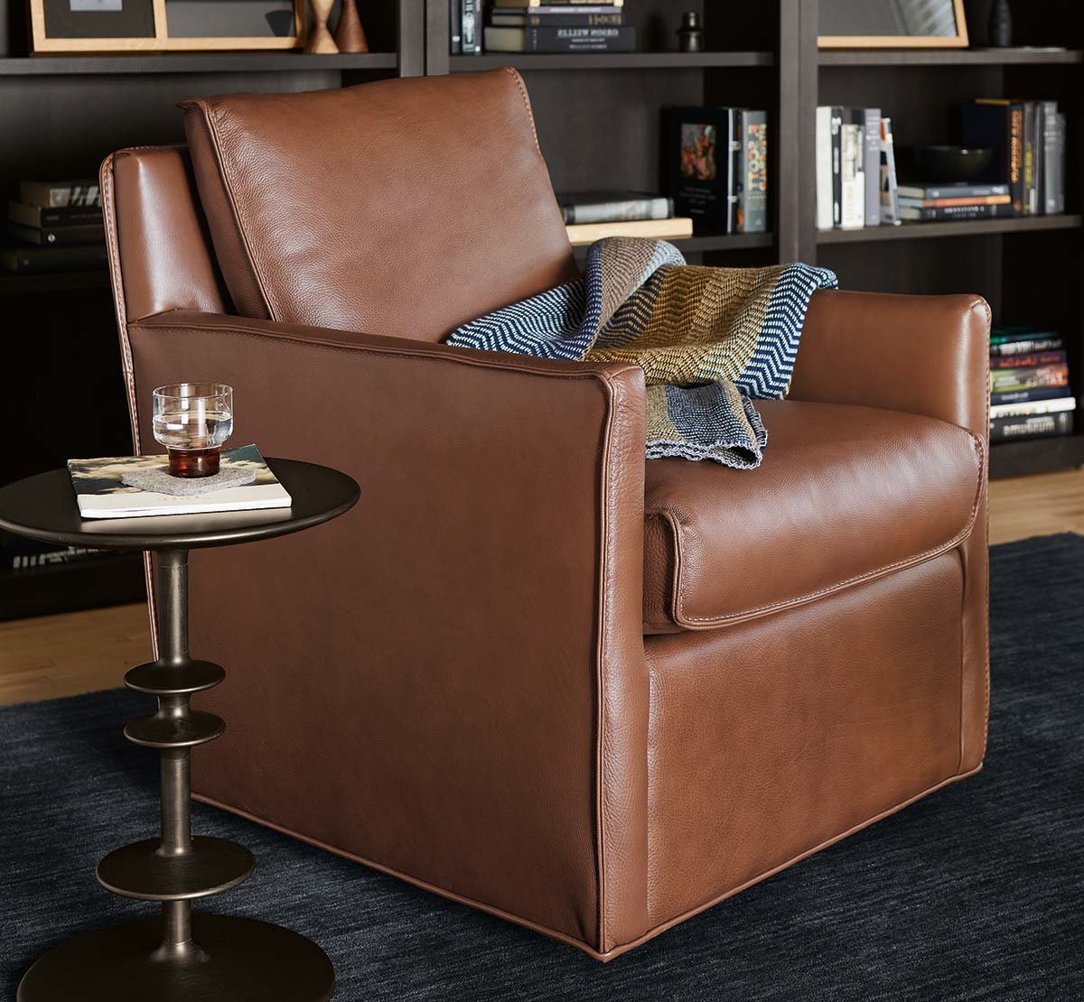 Bram leather chairs and ottoman