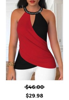 Surplice Red Sleeveless Halter Tank Top