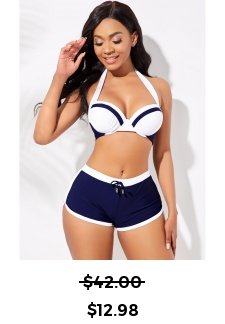 Halter Contrast Knot Detail Bikini Set