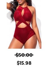 Cutout Criss Cross Wine Red One Piece Swimwear