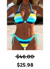 Ombre Tie Back Cyan Bikini Set