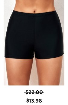 Mid Waisted Elastic Detail Black Swimwear Shorts