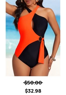 Cutout Criss Cross Orange One Piece Swimwear