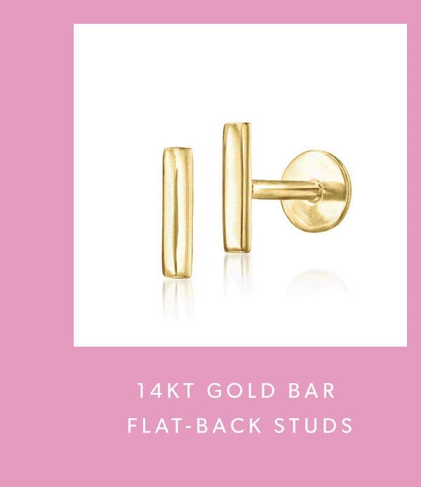 14kt Gold Bar Flat-Back Studs