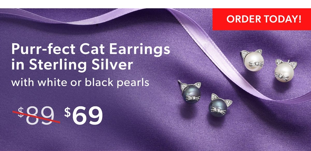 Purr-fect Cat Earrings in Sterling Silver. \\$69