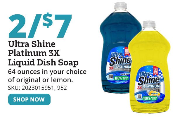 Ultra Shine Platinum 3X Liquid Dish Soap 64oz.