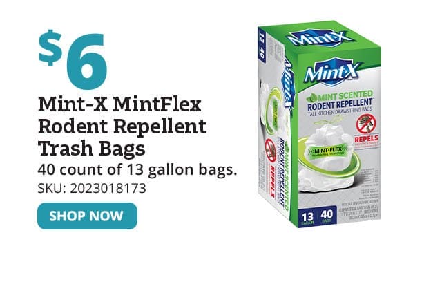Mint-X MintFlex Rodent Repellent Trash Bags, 13 Gallon, 40 Ct.