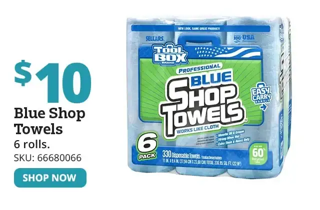 Blue Shop Towel Roll, 6 Pack - 5441602