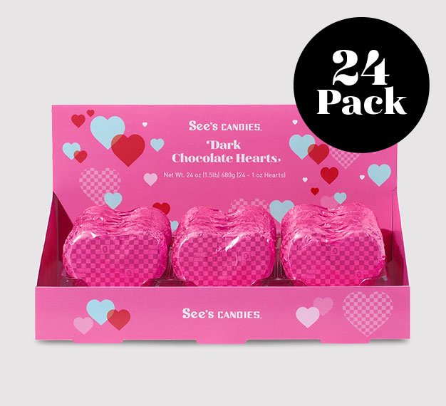 Dark Chocolate Hearts - 24 Pack