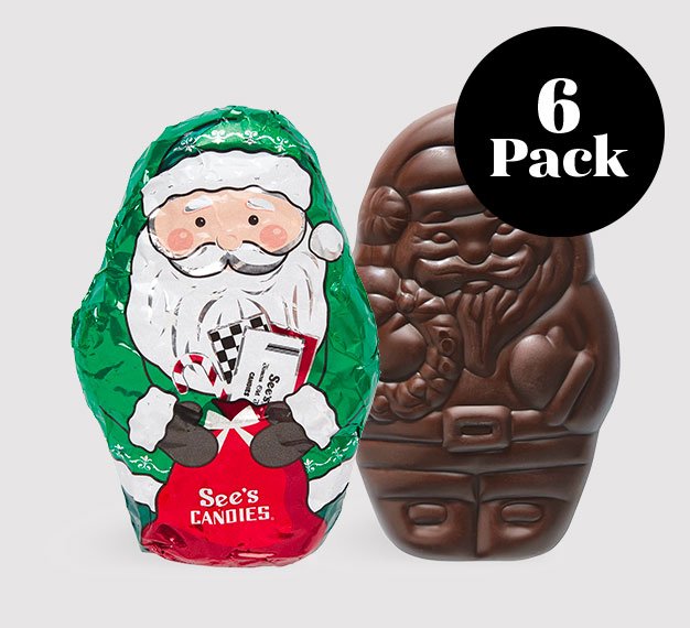 6 Pack Dark Chocolate Santas