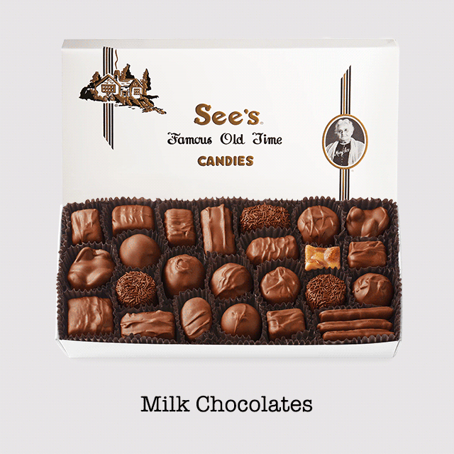 Milk Chocolates, Milk Chocolate Nuts & Chews, Milk Chocolate Soft Centers, Milk Bordeaux™
