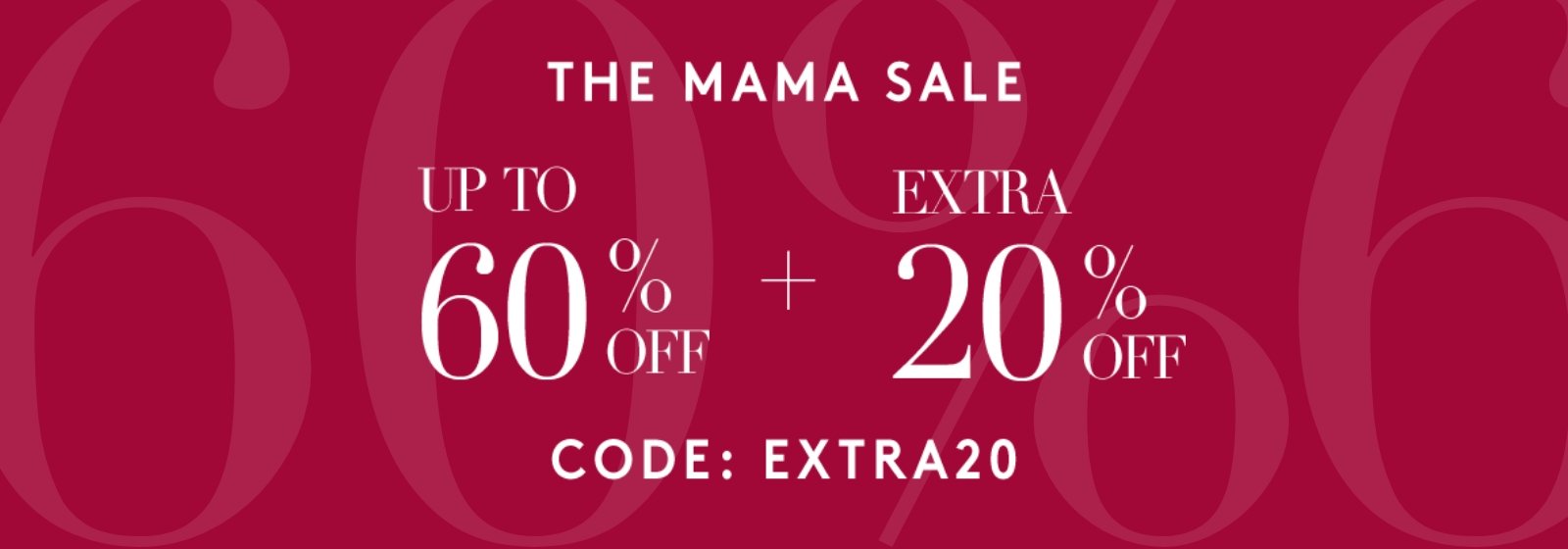 UP TO 60% OFF SELECTED LINES + EXTRA 20% OFF WITH CODE: EXTRA20