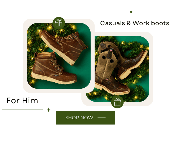Featuring Carolina Mens S-117 in Dark Brown and Double H Boot Mens Claton in Brown