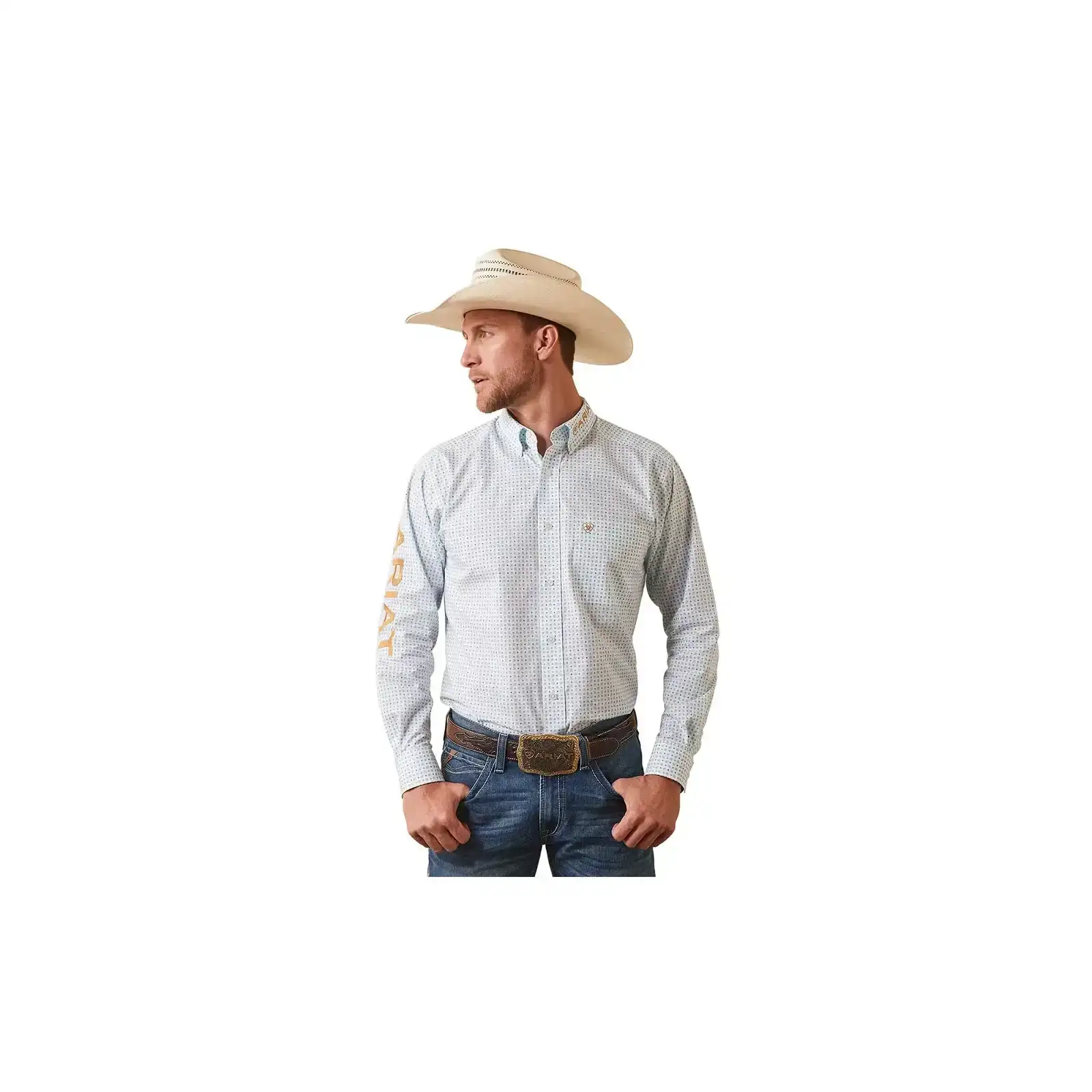 Ariat Casual Series Fitted Team Stuart Shirt Long Sleeve White Paisley
