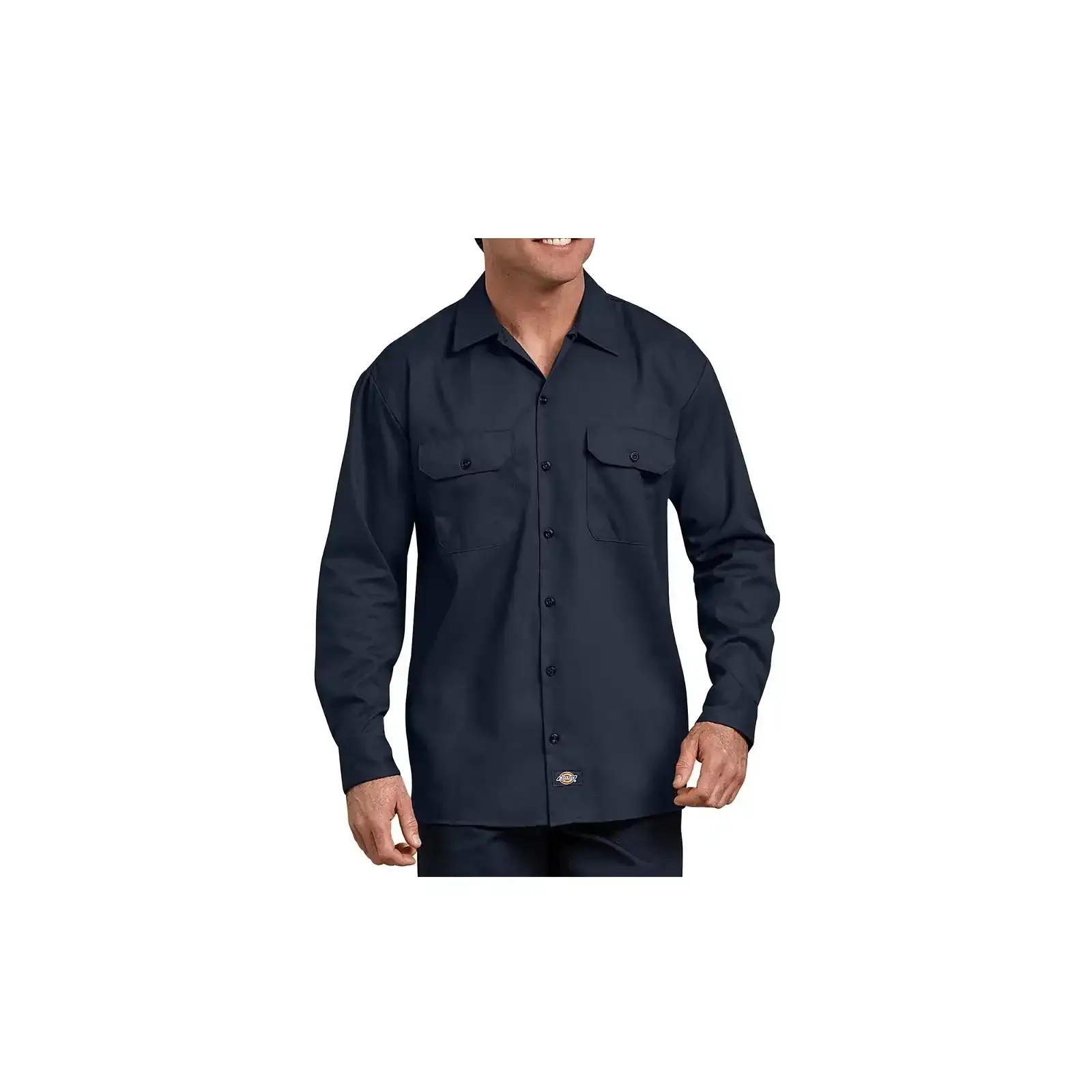 Dickies FLEX Relaxed Fit Long Sleeve Twill Work Shirt Dark Navy
