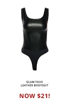 GLAM FAUX LEATHER BODYSUIT